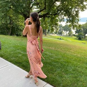 Love shack fancy silk long floral dress. Size XS